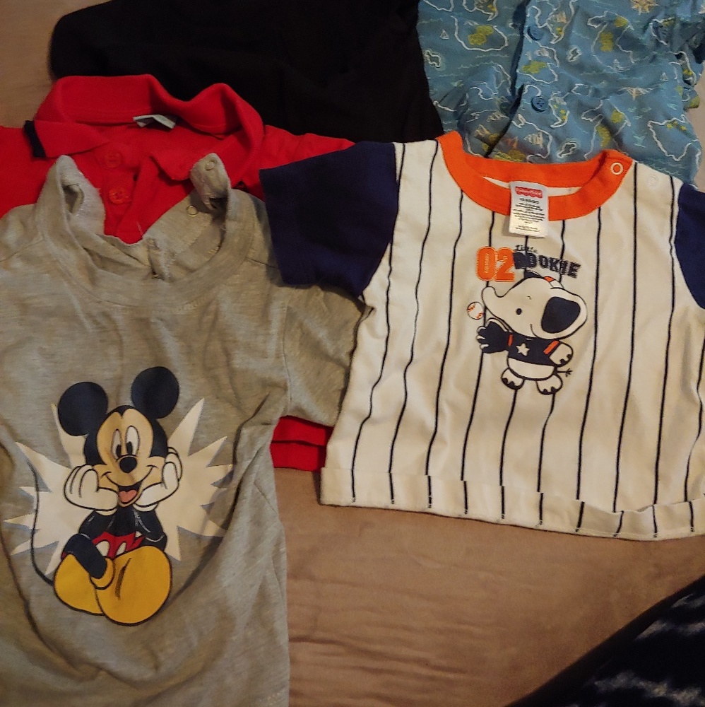 5 baby boy tshirts + pair of overalls